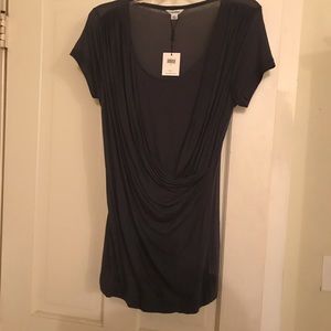 CK Layered look scoop neck long knit T shirt S